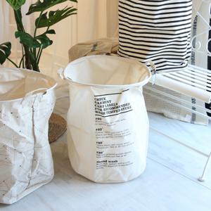 하우스닥터 패브릭 햄퍼 접이식 빨래 바구니 벽걸이 수납 스토리지 백 - 케어라벨