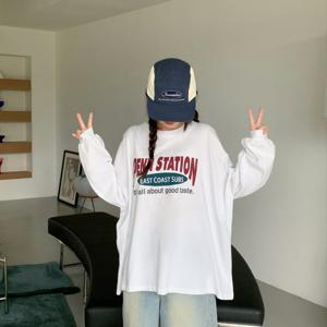 스테이션 박스 빅사이즈 오버핏 긴팔 티셔츠