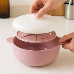 실리콘멀티찜기+찜판 전자레인지 야채 계란찜 양배추 감자 만두 찜기 라면용기 1.3L