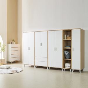 비키(다리형) LPM(EO)3240옷장세트-오픈선반장 매이플화이트 댐퍼경첩 거울선택