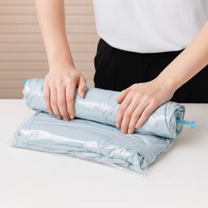 투명 여행용압축팩 청소기가 필요없는 휴대용 의류 이불 파우치 진공 진공포장 여행압축팩