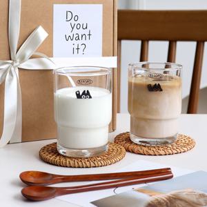 선물포장 고양이 유리컵 2p 물컵 주스잔 아이스커피 글라스 집들이 답례품 선물세트 D49