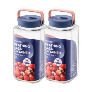 1+1 숨쉬는 유리용기 3L 2개세트(네임택 포함) (LNG554S2)