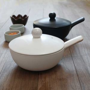 [리퍼]콩팟 무균열 내열냄비 편수 뚝배기 (화이트)