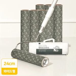 초강력 롱 돌돌이 24cm 와이드 테이프클리너 밀대형 3단본체+리필 7개