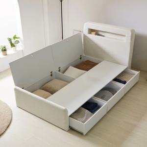 풀 수납형 LED 침대프레임 서랍 슈퍼싱글 침대(패브릭/인조가죽선택/헤드선택)2color