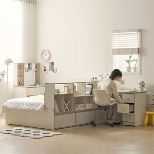 국내제작 올인원 파티션 서랍수납침대 SS (1200책상 포함) +매트 선택 2Colors