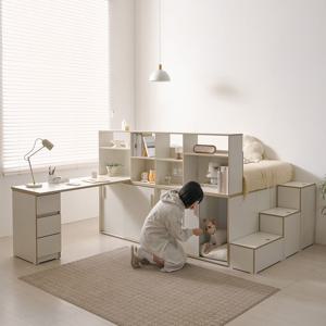 올인원 시즌2 파티션 슬라이딩 빅수납침대 SS B형 (1200책상포함) +매트 선택