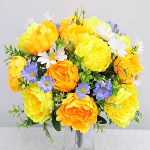 옐로우 작약산소 꽃다발_조화 산소꽃 성묘꽃 산소꽃다발 꽃바구니 납골당리스 꽃배달 전국배달