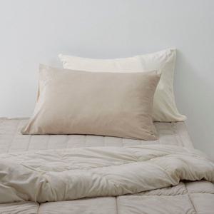밍크 플리스 배색 베개커버 70x50cm 베이지