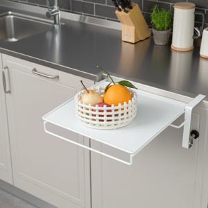 메탈 주방 싱크대 접이식 행주걸이 슬라이딩 보조선반 화이트