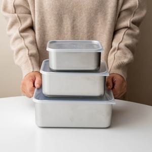 다온아토 스테인리스 밧드 깊은형 3size 튀김망 뚜껑포함 스텐 냉장 냉동고 반찬 보관용기