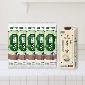 순솔 100% 메밀국수 100g*5봉 X 간단요리사 진한 콩국물 950ml