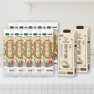 100% 오트밀국수 100g *10봉 X 간단요리사 진한 콩국물 950ml *2팩
