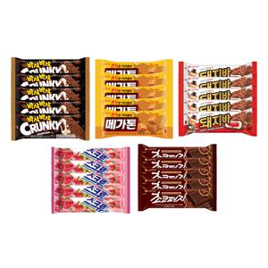 바삭바삭 크런키바x5개+돼지바x5개+초코퍼지x5개+메가톤바x5개+스크류바x5개