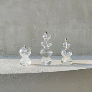 돌탑호롱_호롱 화병 오브제 초 촛대 불멍 디퓨저 수공예 유리 작품