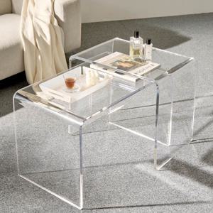 국산 자체제작 투명 아크릴 테이블 미드센츄리 테이블 카페테이블 간이테이블 레이어드 세트