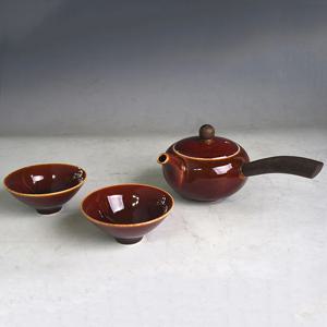 고원 요변 녹차 다구세트 레드 횡파다관 찻잔 2인용 티팟세트