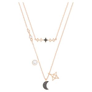 Symbolica 네크리스, 세트(2), 달&별, 블랙, 18K 로즈 골드 피니시