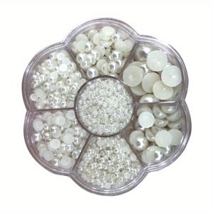 TEMU 하프 라운드 플랫백 - 2-10mm 광택 루즈 카보숑 비즈, DIY 주얼리, 웨딩 데코, 네일 아트 & 공예용 | 고품질 다목적 비즈, 목걸이 및 팔찌 만들기, 반사 표면 마감