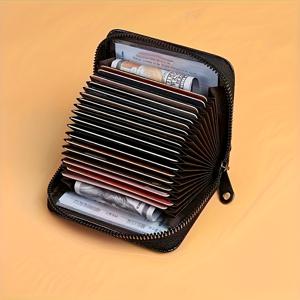 TEMU 인공 가죽 카드 홀더 | 남녀 공용 RFID 차단 지갑 | 슬림한, 다중 슬롯이 있는 지퍼 디자인 | 남성과 여성을 위한 안전한 검은색 신용 카드 정리함 | 스타일 | 내구성이 뛰어난 스티칭, 어머니의 날과 아버지의 날 선물에 적합