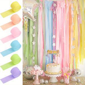 TEMU 크레프 페이퍼 스트리머 6롤 - 파스텔 무지개 생일 샤워, 성별 공개, 결혼식, 졸업식, 어머니날, 부활절 장식 DIY 공예, 할로윈 데코, 크리스마스 장식, 이벤트 스타일링, 축제용 스트리머, 가벼운 소재, 쉬운 설치, 파티 플래너 및 행사 준비용
