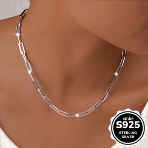 TEMU 925 스털링 실버 기하학 링 목걸이, 빈티지 칼라본 체인 - 캐주얼 스타일 및 레이어링에 완벽한 생일 & 발렌타인데이 선물