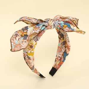 TEMU 빈티지 꽃 프린트 Bowknot Hairband 우아한 Boho 레트로 머리띠 헤어 액세서리