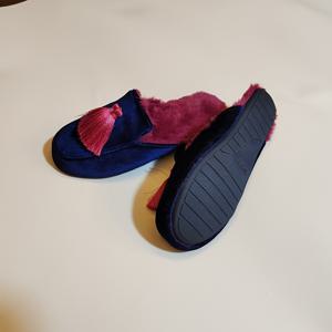 TEMU 허니 걸 스타일 수제 술 장식 한국 벨벳 실내 슬리퍼, 단색, 슬립온, 겨울, 원단 갑피/안감/밑창, 나무 바닥용 아늑한 실내 신발