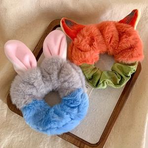 TEMU 2pcs 귀여운 플러시 동물 헤어 타이 - 토끼 귀 & 여우 귀, 소프트 탄성 헤어 액세서리, 포니테일, 부츠, 브레드 - 여성에게 귀여운 헤어 액세서리 선물, 생일 및 휴일에 완벽한 귀여운 헤어 액세서리, 재미있는 헤어피스, 부드러운 텍스처
