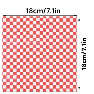 TEMU 100pcs 레드 앤 화이트 체크 오일 방지 식품 포장지 - 치즈 샌드위치, 튀긴 닭고기 등에 이상적 - 베이킹 및 패스트 푸드 바구니, 바베큐 액세서리에 완벽