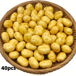 TEMU 20/40/60개 생생한 인공 미니 감자 - 추수감사절 & 하누카 홈 키친 장식용 리얼리스틱 노란색 플라스틱 채소, 내구성 있는 페이크 푸드 소품, 용기 불필요