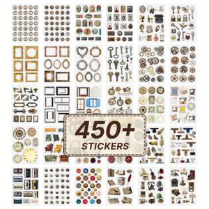TEMU 30장 (500+ 스티커) 빈티지 인더스트리얼 스크랩북 스티커 - 고품질 PET 자가 접착, 스팀펑 기어, 시계, 열쇠, 잠금 장치, 단추 - 플래너, 스크랩북, 다이어리, DIY 공예용 - 스팀펑 , 레트로 감성, 내구성 있는 재료, 크래프트 소품, 스크랩북|다이어리