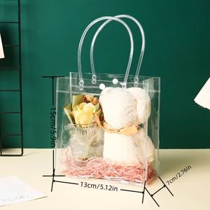 TEMU 손잡이가 있는 재사용 가능한 PVC 선물 가방 30개 세트 - 할로윈, 크리스마스, 결혼식, 생일 및 파티 선물용 투명 PVC 플라스틱 백 - 내구성 있고 스타일리시한 선물 포장, 이벤트 선물 가방, 장식용 선물 가방, 튼튼한 손잡이 가방