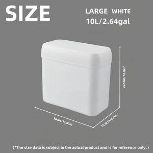 TEMU 1개 압력 뚜껑 좁은 공간용 - 8L/2.11갤런 & 10L/2.64갤런, 화이트 폴리싱 플라스틱, 주방·침실·욕실용 현대적 디자인, 공간절약형 , 냄새 차단 설계, 견고한 구조, 미니멀 라이프스타일