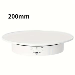 TEMU Gzzhi 200mm 3단계 전동 회전 디스플레이 스탠드 - 360° 조절 가능 USB/배터리 구동 (배터리 미포함) 영상 촬영용 턴테이블, 3단 속도 (검정/흰색), 안정적인 베이스 & 호환성, 제품 쇼케이스, 스타일, 내구성 있는 구조, 전자상거래 판매자를 위한