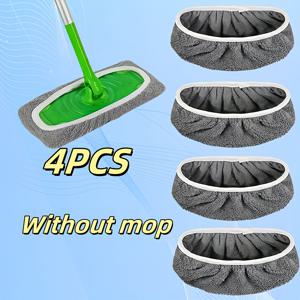 TEMU 업그레이드된 4pcs 재사용 가능한 대형 걸레 세트 - 하드우드 바닥, 타일, 습식 및 건식 청소에 적합한 내구성 강하고 흡수력 뛰어난 세탁 가능 패드|물걸레청소기