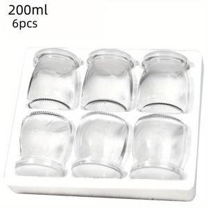 TEMU 6/10개, 유리 푸딩 항아리, 뚜껑이 있는 100ml/200ml 요구르트 컵, 다목적 디저트 몰드, 젤리 및 잼 용기, 주방 보관 공예품