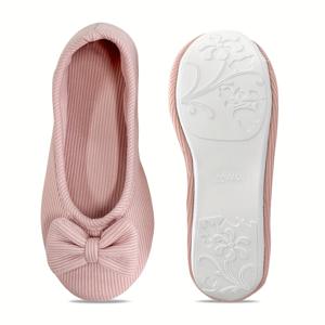 TEMU 여성용 캐주얼 리본 장식 발레 플랫, 가벼운 소재 슬립온 신발, 단색 안감, 라운드 토, 고무 밑창, 모든 계절을 위한 편안함, 실내/실외 사용
