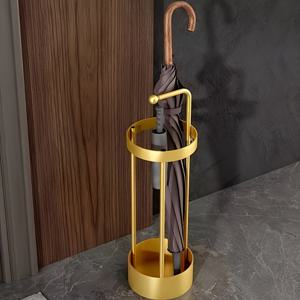 TEMU 1팩 노르딕 스타일 금속 우산 거치대 & 목발 홀더 - 드립 트레이 포함, 현대적 디자인의 철제 현관 정리함, 가정/학교/사무실용, 모던 홈 데코, 세련된 블랙 마감
