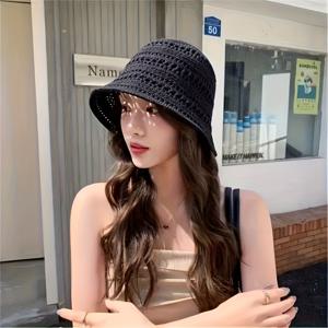 TEMU 2025년 새로운 여름 빈 물고기 선원 모자, 여성용 통기성 모자, 얇은 선글라스 모자, 빈 버킷 모자, 패션 바스인 모자 버킷 선 모자는 34개의 축제와 365일 동안 사용할 수 있습니다.