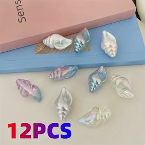 TEMU 12개 아크릴 3D 이중 컬러 코팅 해양 껍질 비즈 - 직선 구멍 DIY 공예 진주를 위한 헤드밴드, 팔찌, 열쇠고리, 목걸이, 폰 체인 - 완벽한 휴일 선물, 공예 액세서리 | 비즈 | 부드러운 질감