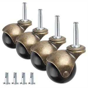 TEMU 4pcs 2 인치 볼 캐스터 스템 캐스터 휠 소켓과 함께, 가구, 소파, 의자, 캐비닛용 빈티지 안티크 스위블 캐스터, 4 개의 소켓으로