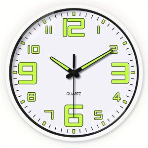 TEMU 8인치 모던 루미너스 벽시계, 네온 그린 숫자 및 손목, 무소음 배터리 구동, 거실, 침실 또는 파티 장식에 완벽함 (배터리 미포함), 거실용 시계