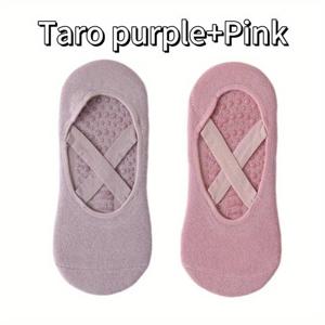 TEMU 2쌍 여성용 폴카 도트 패턴 실리콘 미끄럼 방지 요가 양말, 사계절용 폴리에스터 & 바닥 피트니스 양말, 손세탁 전용, 부드러운 원단 구성