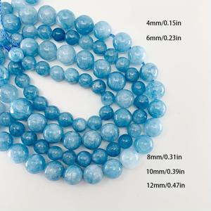 TEMU 4/6/8/10/12mm 아쿠아마린 아가테 라운드 자유 공간 스페이서 비즈 조각품 만들기 - DIY 브래지릿, 넥레이스, 귀걸이, 조각품 비즈|아쿠아마린 돌| 부드러운 텍스처