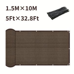 TEMU 헤비 듀티 프라이버시 차단 울타리 - 5피트 x 50피트, 정원 및 테라스용 갈색 선쉐이드에 적합, 지퍼 타이 포함 - 크리스마스와 새해 선물로 이상적