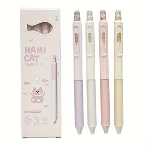TEMU 4개 세트 귀여운 고양이 젤 펜, 0.5mm 미세한 팁, 진주빛 글리터 펜 바렐, 빠른 건조 블랙 잉크, 부드러운 필기, 저널링 및 사무용 이상적, 고양이 애호가를 위한 선물, 개학 선물