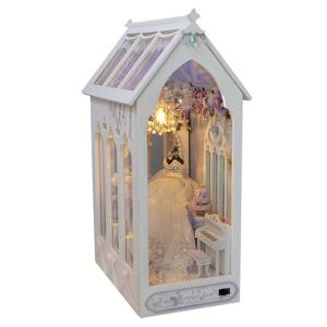 TEMU DIY 미니어처 인형집 키트 - 우아한 웨딩 씬, 조명과 꽃 장식, 생일과 웨딩을 위한 손수 제작된 종이 모델 선물, 창의적인 3D 조립 선물 아이템, 웨딩 장식 | 로맨틱한 배경 | 종이 공예, 페어리 가든 미니어처