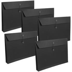 TEMU 5pcs 블랙 폴리에스터 섬유 A4 사이즈 문서 홀더 - 사무실 서류 및 카드, 파일 정리에 이상적 | 세련된 블랙 디자인 | 내구성 있는 파일 가방, 문서 정리함, 파일 정리함